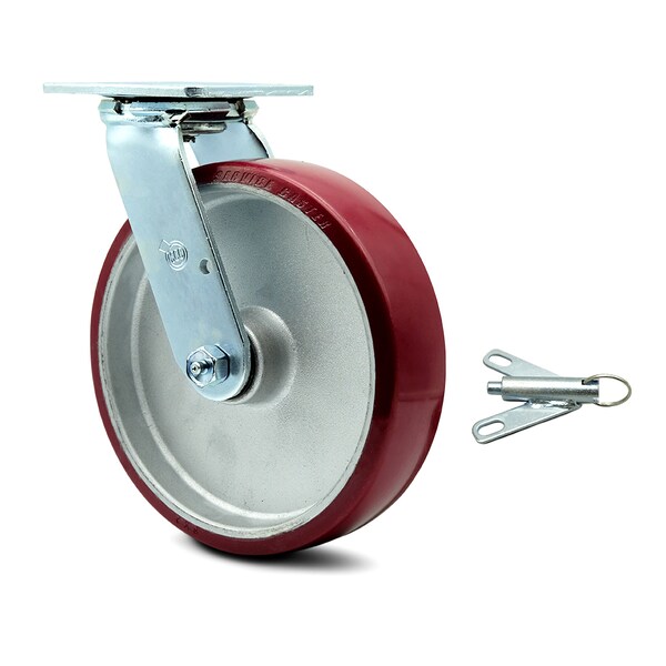 8 Inch Poly on Aluminum Swivel Caster with Ball Bearing and Swivel Lock SCC